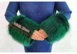 Faux Fox Fur Shawl with Wrist Strap and Cuff - Warm and Stylish Scarf for Winter black