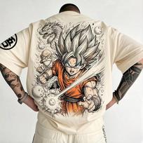Anime Dragon Ball Z Graphic‑Print Men's T‑Shirt, Breathable Stretch Comfortable Fashion Short‑Sleeve Top For Anime Fans XXXL gray