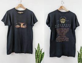 Vintažiniai Michael Jackson marškinėliai Merch Dangerous 1992-93 Pasaulinės ekskursijos Unisex marškinėliai S black