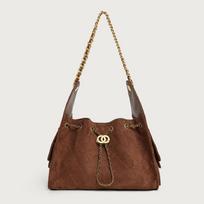 Moteriška rankinė Maža kvapni grandinėlė Suede rankinė Džinsinė messenger tipo rankinė Hobo Kibiro tipo rankinė Pečių rankinė 30*13*20cm brown