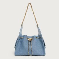 Moteriška rankinė Maža kvapni grandinėlė Suede rankinė Džinsinė messenger tipo rankinė Hobo Kibiro tipo rankinė Pečių rankinė 30*13*20cm džinsinio mėlyna spalva
