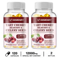 XEMENRY Tart Cherry Bilberry & Celery Seed 12000mg 120 Vegan Capsules - Antioxidant Rich Daily Wellness 120*2