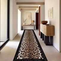 Leopardo Ilgas Koridoriaus Kilimas Restorano Fojė Neslystantis Dekoro Kilimas Patogus Miegamojo Ilgas Kojų Kilimas Svetainės Grindų Kilimėlis 40X120CM gray