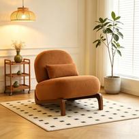 Cute Accent Chair with Solid Wood Legs, Velvet Living Room with Soft Cushion, Cozy Bedroom, Comfy Armless Reading for Apartment, Waiting Room, Balcony 86.9 x 72.1 x 69.9 cm