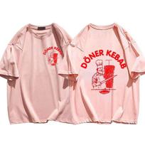 Vasariniai sportiški marškinėliai „Doner Kebab Print Pure Cotton Unisex“ drabužiai trumpomis rankovėmis Juokingi moteriški marškinėliai Vintažiniai dideli marškinėliai S rožinė