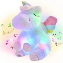 30cm LED Šviečiantis Muzikinis Vienaragis Pliušiniai Žaislai Minkšti Mieli Žali Rožiniai Šviečiantys Pliušiniai Žaislai Mergaitėms Gimtadienio Dovana Šviečiantis Žaislas