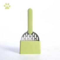 Cat Litter Scoop Plastic Cat Litter Shovel With Base Self Cleaning Cat Litter Box Shovel Kitten Toilet Clean Tools Cat Supplies Without Base beige
