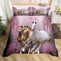 Bėgančio žirgo 3D patalynės komplektas Karališko dydžio Karalienės dydžio Dvigulis Pilno dydžio Viengulis dydis Patalynės komplektas 70x133cm 2pcs