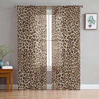 Leopardo raštas Šiuolaikinės užuolaidos svetainei Skaidrios tiulio užuolaidos langai, skirti miegamojo priedams dekoruoti W135 x H114cm gray