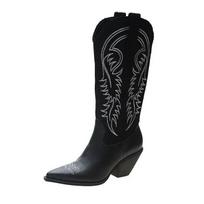 Madingi Moteriški smailianosiai Kvadratiniai kulnai kaubojiški vakarietiški batai Nauji kulkšnies Gladiator Trend Batai Žieminiai Nauji Vaikščiojimas Botas Pumps Mujer Zapatos 42 juoda