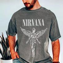 Nirvana In Utero Tour Grunge Kurt Cobain Angelic marškinėliai L gray