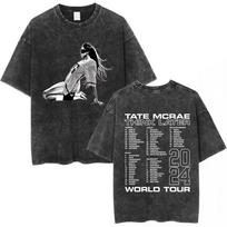 Madingi Tate Mcrae Greedy Albumo Turo Merch Marškinėliai Vyrams Moterims Vintažinio Skalbimo Trumpomis Rankovėmis Didelio Dydžio Laisvalaikio Viršus S gray