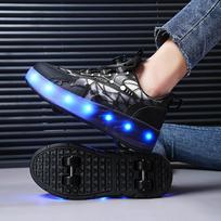 Vaikų riedučiai dvigubo rato bėgimo batai paaugliams mirksintys riedučių ratukai batai 38 blue