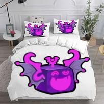 Fashion Game Blox Fruits Bedding Sets Bed Cover Comforter Duvet Cover Pillow Case 2-3 Pieces Sets Kids Adult Bedroom Decoration EU single(135x200cm) purple