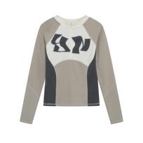 2KWEIRD Retro Spicy Girl Long Sleeve T-shirt Women's Slim Fit Spor Top Trendy Street Round Neck S white