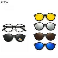 Magnetinis akinių nuo saulės spaustukas ir optinių akinių rėmelis 6 viename Moterims, vyrams arba naktinio matymo daugiafunkciniai akiniai Polarized lens gray