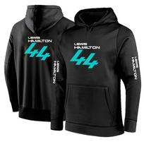 F1 vairuotojas Lewis Hamilton Skaitmeninis 44 Vyriškas vienspalvis džemperis su gobtuvu Ruduo Aukštos kokybės Laisvalaikio patogus džemperis Fleece Puloveris L black