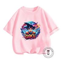 Žavūs Goku Dragon Ball Animaciniai Vasariniai Marškinėliai Berniukams ir Mergaitėms Šaunūs Japoniško Stiliaus Vaikų Viršutiniai Drabužiai Apvalia Kaklo Iškirpte Pigūs ir Minkšti 150 pink
