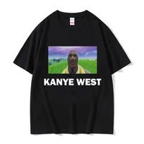 2025 Vasaros Juokingas Kanye West Memas Vyriškas Mados Derliaus Hip Hop Rap Stiliaus Marškinėliai Vyrams Moterims 100% Grynos Medvilnės Spausdintas Marškinėlis 2XL gray