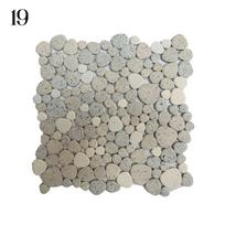 Keraminės akmenukų mozaikinės plytelės, SPA karšto šaltinio baseino, tvenkinio fragmentai 30cm, vonios kambario neslidžios mėlynos ir baltos porceliano plytelės 30x30cm