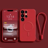 Skysto silikono Magsafe dėklas, skirtas Samsung Galaxy S25 FE S24 S23 S22 S21 Ultra Plus A55 A15 A35, magnetinis belaidžio įkrovimo dangtelis For S24FE red