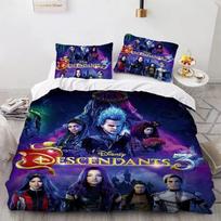 Descendants 3 3D spausdintas patalynės komplektas Paaugliams Vaikams Antklodės užvalkalų komplektas Minkštas pledo užvalkalas su antklodės užvalkalu Pagalvės užvalkalas AU Single(140*210cm)3pcs