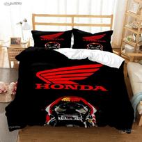 Hrc-Honda Motociklo Logotipas Antklodės Užvalkalas Su Užpildu Lovos Patalynės Komplektai Minkštas Antklodės Užvalkalas Ir Pagalvės Užvalkalai Paaugliams Viengulis Dvigulis Karalienės Karališkas AU Single(140*210cm)3pcs