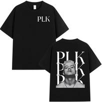 Raperio PLK Veido Grafikos Marškinėliai Vyrams Moterims Drabužiai Mada Hip Hop Muzikos Marškinėlis Laisvalaikio Medvilninis Trumpomis Rankovėmis Marškinėlis Streetwear M black
