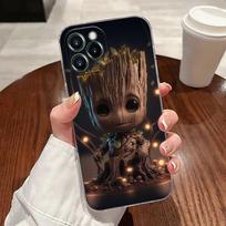 Baby Cute Marvel Venom Groot Transparent Phone Case For iPhone 17 Pro Max 17E 11 12 13 14 15 16 Pro Max Plus 17 Air 16E XS Cover iPhone 7 brown