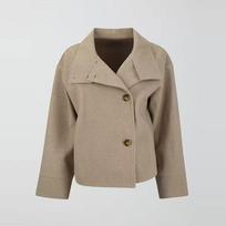 Light Gray Stand Collar Long Sleeve Coat XXXL chaki