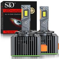 2 vnt. 80000LM D3S LED priekinių žibintų lemputės D1S D1R D2S D2R D3S D3R D4S D4R D8S D8R 300W Turbo CSP dvigubas varinis vamzdelis Canbus BMW Benz priekiniam žibintui 6000K baltos D8S/D8R