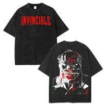 New Invincible Grand Regent Thragg unisex Washed shirt Summer vintage Cotton Yk Mens fashion oversize graphic Tshirt L black