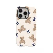 Mielas mažas meškiukas su kaspinėliu 2-in-1 dėklas telefonui, tinkantis iPhone 17 16 15 14 13 12 11 Pro/Max/Plus, apsaugantis nuo kritimo ir smūgių, galinis dangtelis iPhone 16