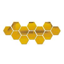 Self-Adhesive Hexagonal Acrylic 3D Mirror Wall Stickers for Living Room and Bedroom Decor 46*40*23mm (12 pieces) 15g auksas