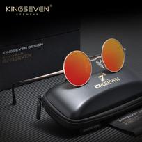 KINGSEVEN Retro apvalaus rėmelio akiniai nuo saulės Klasikinė tendencija Poliarizuoti UV400 akiniai Tinka lauko žygiams ir žvejybai tamsiai mėlyna spalva