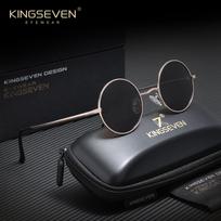 KINGSEVEN Retro apvalaus rėmelio akiniai nuo saulės Klasikinė tendencija Poliarizuoti UV400 akiniai Tinka lauko žygiams ir žvejybai ruda