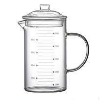 Stiklinis matavimo puodelis Atsparus karščiui Borosilikatinis ąsotis Skaidrūs matavimo ženklai Virtuvės reikmenys 1000ML Glass Lid gray