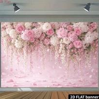 2D Flat Print Romantic Wedding Flower Backdrop Party Background Cloth 47.2x31.5inch/120*80cm gray