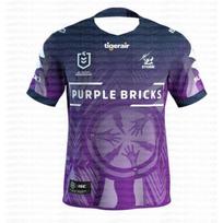 2026 Melbourne Storm namų regbio marškinėliai 3D spausdinti Melbourne Storm atminimo ANZAC treniruočių marškinėliai Greitai džiūstantys pralaidūs orui L blue