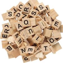 100 VNT. Scrabble raidelių rankdarbiams, „pasidaryk pats“ medinės dovanų dekoracijos gamybai, abėcėlės padėkliukai, Scrabble kryžiažodis, medinės raidžių plytelės 4mm beige