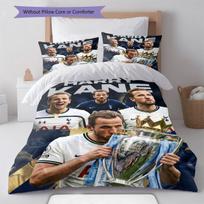 Harry Kane žaidėjo patalynės komplektas (antklodė, užvalkalas, pagalvės užvalkalas) Namų dekoracija Gimtadienio dovana (1 * antklodės užvalkalas + 2 * pagalvės užvalkalai, be šerdies) 135x200cm black