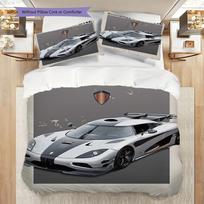Koenigsegg Jesko Galios trijų dalių komplektas (1 * antklodės užvalkalas + 2 * pagalvės užvalkalai, be šerdies) 2D plokščias patalynės komplektas: antklodės užvalkalas ir pagalvės užvalkalas 135x200cm