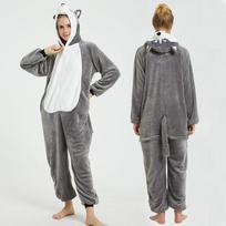 Gyvūnas Kiškis Liūtas Vilkas Tigras Helovino Kostiumai Kigurumi Suaugusiųjų Kombinezonai Vaikų Cosplay Drabužiai Moterys Vyrai Anime Vienas Gabalas Kombinezonas S (Height 148-158CM) gray