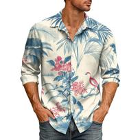 Hawaii Print - Men's Casual Long-Sleeved Shirt XL žalia