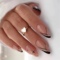 24Pcs Pink Press On Nails Simple Pure Desire With Shining Silver Powder Star River Embellishment Fake Nail Art Set