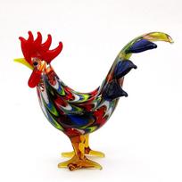 Murano stiklo gaidžio figūrėlė Ornamentas Spalvingas Mielas gaidelis Maža statulėlė Namų stalo dekoras Kolekcija Kalėdos Naujųjų Metų dovanos about 9cm tamsiai mėlyna spalva