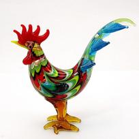 Murano stiklo gaidžio figūrėlė Ornamentas Spalvingas Mielas gaidelis Maža statulėlė Namų stalo dekoras Kolekcija Kalėdos Naujųjų Metų dovanos about 9cm mėlyna