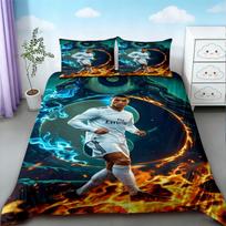 CR7 patalynės užvalkalų komplektas Futbolas Cristiano Ronaldo Miegamojo patalynės komplektas patogiam ir kvėpuojančiam miegui Gimtadienio dovanos 155x200cm