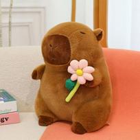 Creative Fluffy Flower Capybara Plush Toy Brown Animal Capybara Plush Doll Cute Soft Capybara Stuffed Doll Friends Gift 25cm