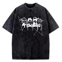 LNGSHOT Jay Park Tas pats marškinėlis Vintage skalautas medvilninis vasarinis gatvės stiliaus trumpomis rankovėmis T-shirt vyrams moterims grafinis spaudinys Y2K retro Harajuku unisex L black